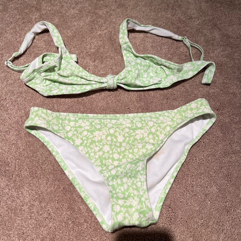 green tie target bikini set